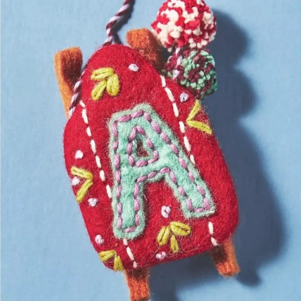 Anthropologie Snowy Day Monogram Christmas Ornament Letter A